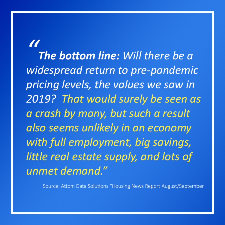 Are we retuning to pre-pandemic pricing levels for homes?